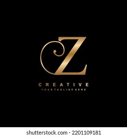 luxury gold letter Z logo design. Z flourish. Z monogram logo, typography logo. beautiful letter Z. suitable for business logo, company, beauty, boutique, wedding, etc