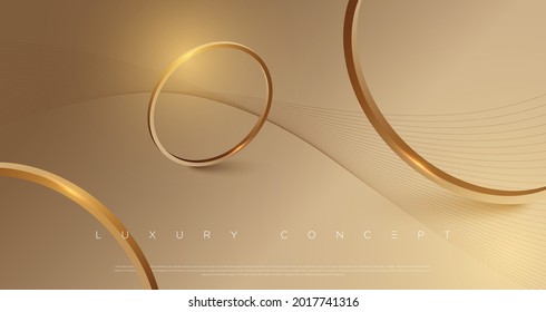 Luxury gold light effected rings background with premium geometric design elements for poster, website and design concepts. Vector illustration EPS 10