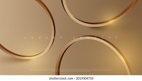 La lujosa luz de oro realizada anillos de fondo con elementos de diseño geométrico premium para los conceptos de afiche, sitio web y diseño. Ilustración del vector EPS 10