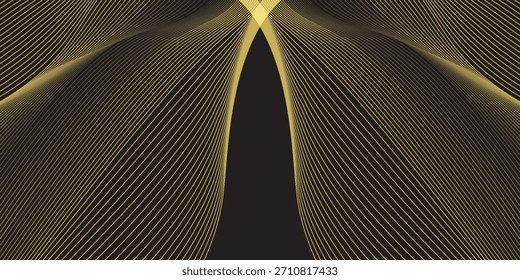 Luxury Gold Line Abstract Pattern on Black Background