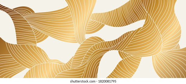Luxury Gold line art wallpaper. Wall art background design for home decor, wallpaper, print, cover, website, packaging design. vector illustration.