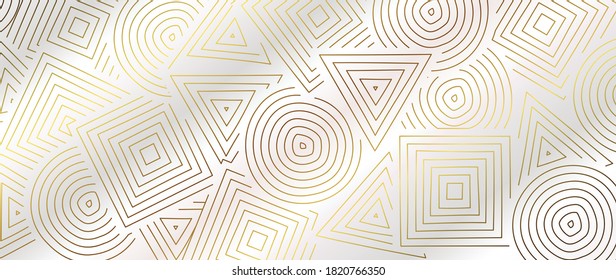 Luxury Gold Line Art Wallpaper. Wall Art Background Design For Home Decor, Wallpaper, Print, Cover, Website, Packaging Design. Vector Illustration.