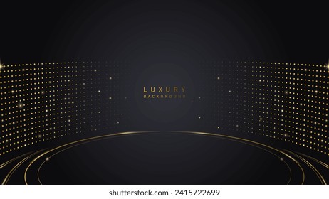 Luxury gold line award on black backdrop. Vector illustration background