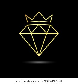 Luxury gold line diamond with crown on top