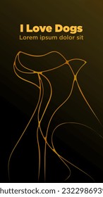 luxury gold line dog shape. dog abstract vector illustration