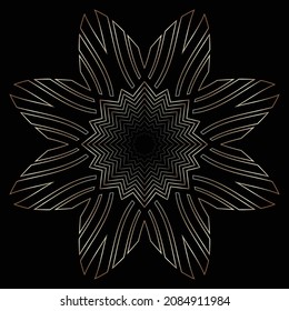 A luxury gold line flower vector pattern on a black background