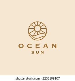 Luxury gold line logo design with simple and modern shape of sea water