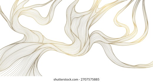 Patrón de árbol de línea de oro de lujo, texturas orgánicas, fondo abstracto con encanto botánico moderno. Ilustración vectorial de Premium para Fondos de pantalla, invitaciones de boda, marca de spa