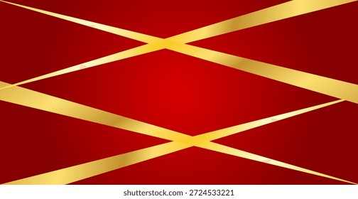 Quadro de borda de linhas douradas de luxo em fundo vermelho. Abstrato Ano Novo Chinês Decorativo. Ilustração de vetor