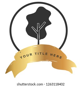 Luxury Gold Logo Banner Design of Abstract Trees. Vector, Illustration, Hand Drawn and Doodle. EPS10
