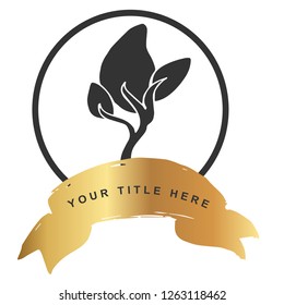 Luxury Gold Logo Banner Design of Abstract Trees. Vector, Illustration, Hand Drawn and Doodle. EPS10