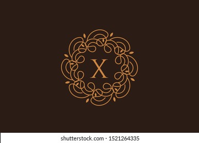 Luxury gold logo design template vector illustration for Restaurant, Royalty, Boutique, Cafe, Hotel, Heraldic, Jewelry and Fashion. Ornament shapes for logotype or badge design.