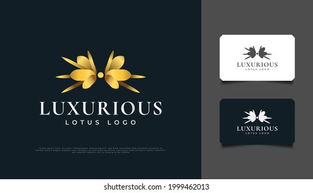 Luxury Gold Lotus Flower Logo Design, Suitable for Spa, Beauty, Florists, Resort, or Cosmetic Product Brand Identity