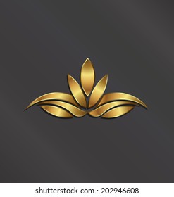 Luxury Gold Lotus logo plant image. Vector icon design