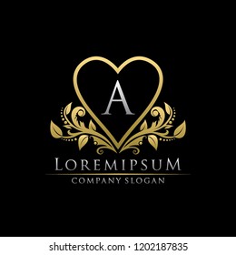 Luxury Gold Love A Letter Logo