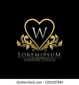 Luxury Gold Love W Letter Logo
