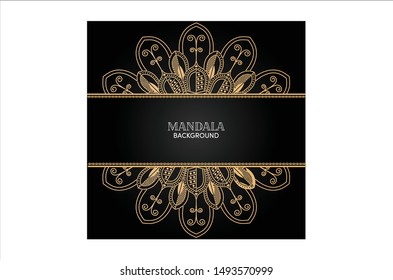 Luxury gold mandala background. golden circle mandala background. luxury wedding invitation card with black background. 