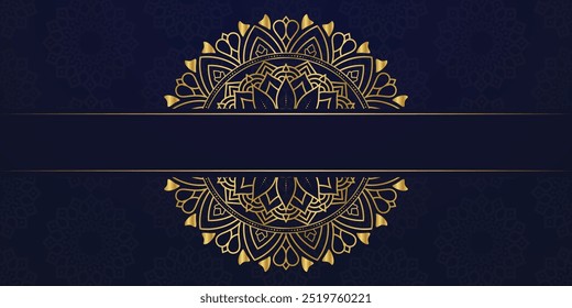 Luxury gold mandala blue background with golden arabesque pattern. ornament elegant invitation wedding card , invite, backdrop cover banner illustration maroon colour vector design.