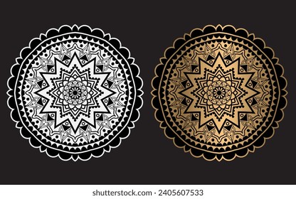 Luxury gold  mandala, Colorful Mandala for henna, mehndi, tattoo, Decorative ethnic ornamental elements, Oriental patterns, Arabic mandala design.