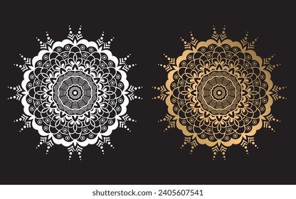 Luxury gold  mandala, Colorful Mandala for henna, mehndi, tattoo, Decorative ethnic ornamental elements, Oriental patterns, Arabic mandala design.
