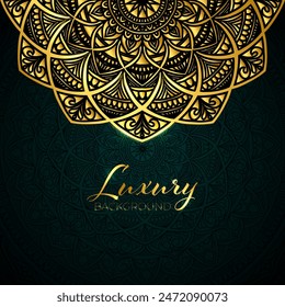 luxury gold mandala dark background