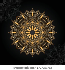 Luxury gold mandala design with ornament, abstract floral vintage