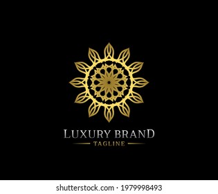 Luxury gold mandala logo vector