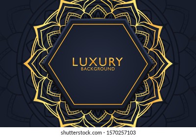 Luxury gold mandala ornate background for wedding invitation, book cover. Arabesque islamic background