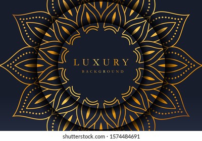 Luxury gold mandala ornate background for wedding invitation, book cover. Arabesque islamic background
