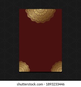 Luxury gold mandala ornate background for wedding invitation, book cover with mandala element style premium vector