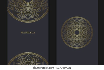 Luxury gold mandala ornate background for wedding invitation, book cover