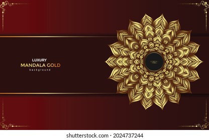 Luxury gold mandala ornate background for wedding invitation, book cover