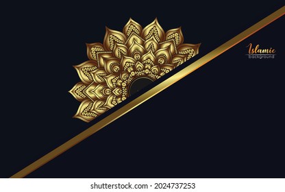 Luxury gold mandala ornate background for wedding invitation, book cover