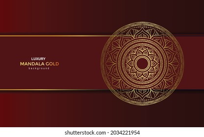 Luxury gold mandala ornate background for wedding invitation, book cover