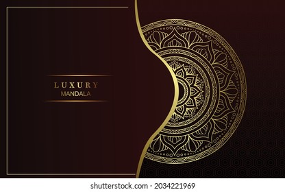 Luxury gold mandala ornate background for wedding invitation, book cover