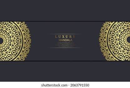 Luxury gold mandala ornate background for wedding invitation, book cover