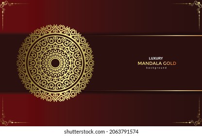 Luxury gold mandala ornate background for wedding invitation, book cover