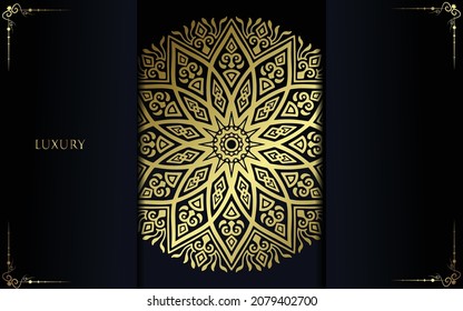 Luxury gold mandala ornate background for wedding invitation, book cover with mandala element style 