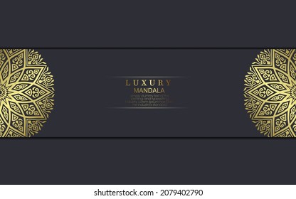 Luxury gold mandala ornate background for wedding invitation, book cover with mandala element style 