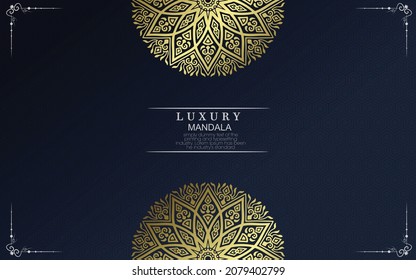 Luxury gold mandala ornate background for wedding invitation, book cover with mandala element style 