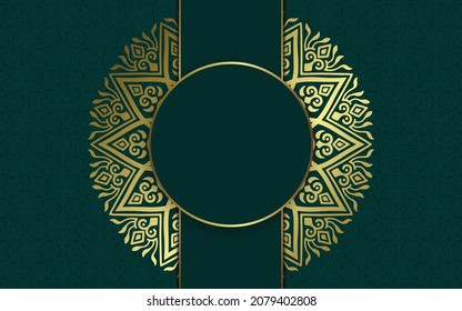 Luxury gold mandala ornate background for wedding invitation, book cover with mandala element style 
