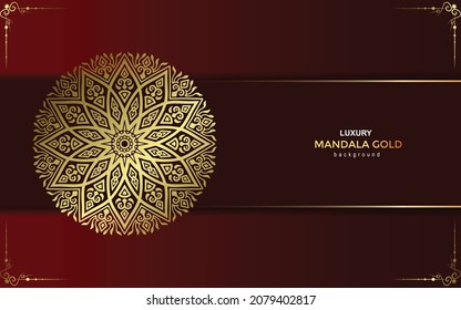 Luxury gold mandala ornate background for wedding invitation, book cover with mandala element style 