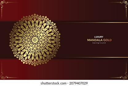 Luxury gold mandala ornate background for wedding invitation, book cover with mandala element style 