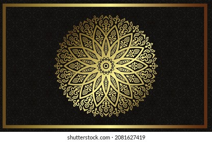 Luxury gold mandala ornate background for wedding invitation, book cover