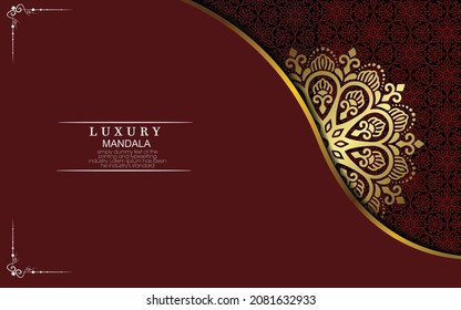 Luxury gold mandala ornate background for wedding invitation, book cover