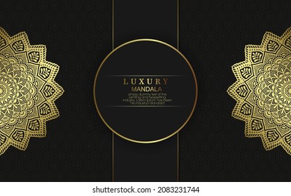 Luxury gold mandala ornate background for wedding invitation, book cover
