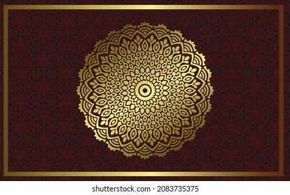 Luxury gold mandala ornate background for wedding invitation, book cover