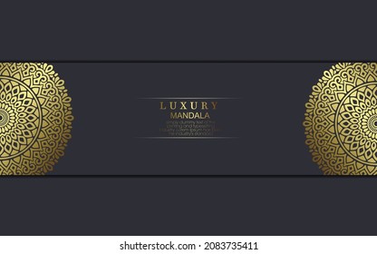 Luxury gold mandala ornate background for wedding invitation, book cover