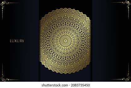 Luxury gold mandala ornate background for wedding invitation, book cover