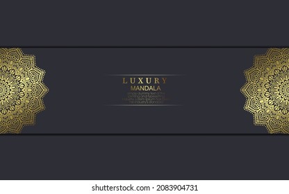 Luxury gold mandala ornate background for wedding invitation, book cover